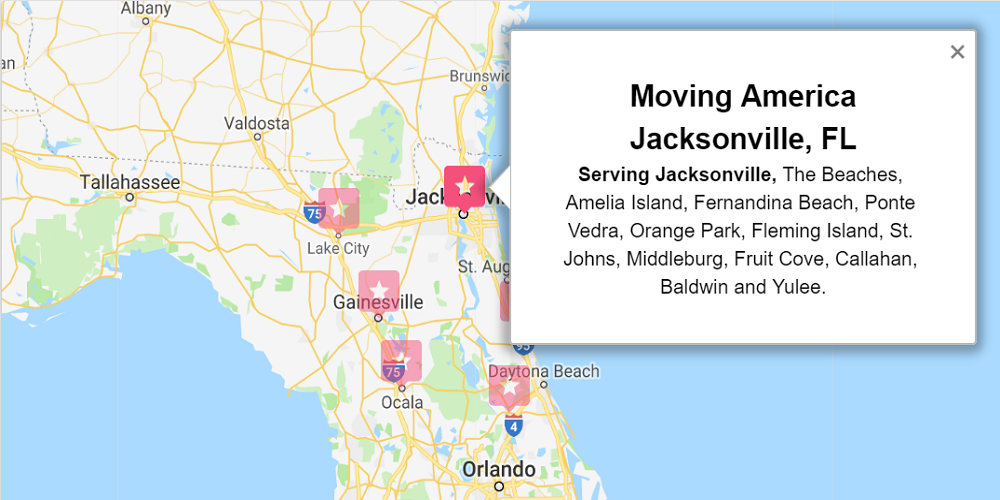 Moving America Service Area Located in Jacksonville FL